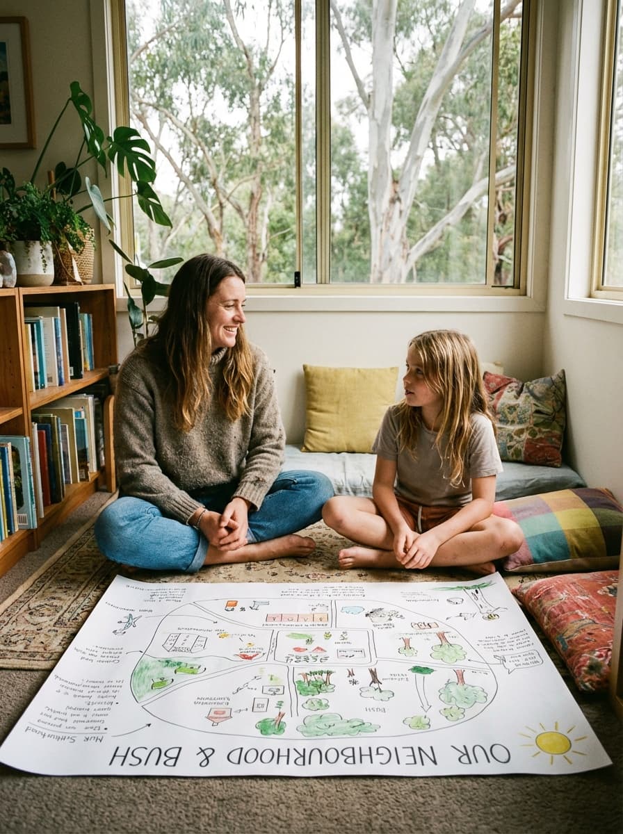 Mentor working closely with a child on a project at Veridian College